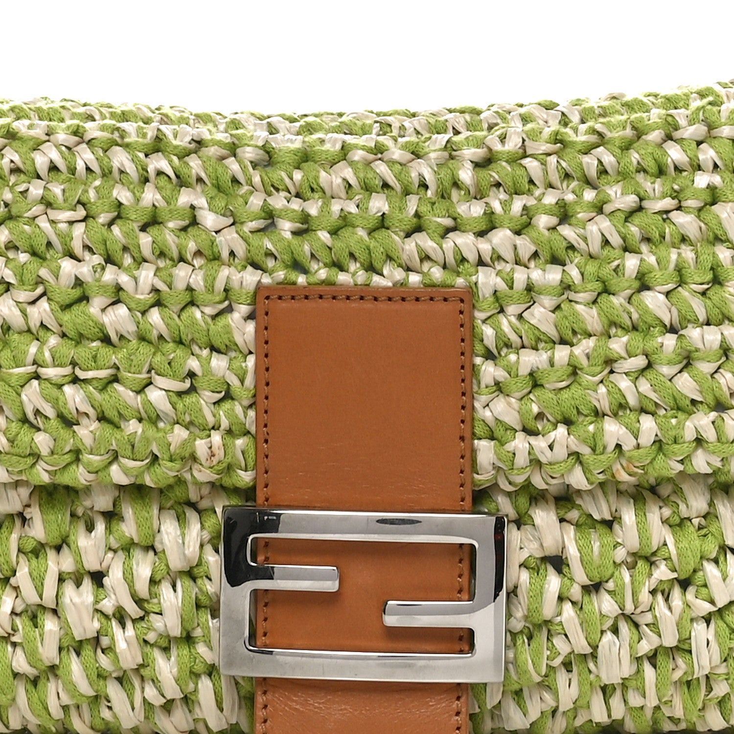 Fendi Woven Straw Baguette Green 7 of 9