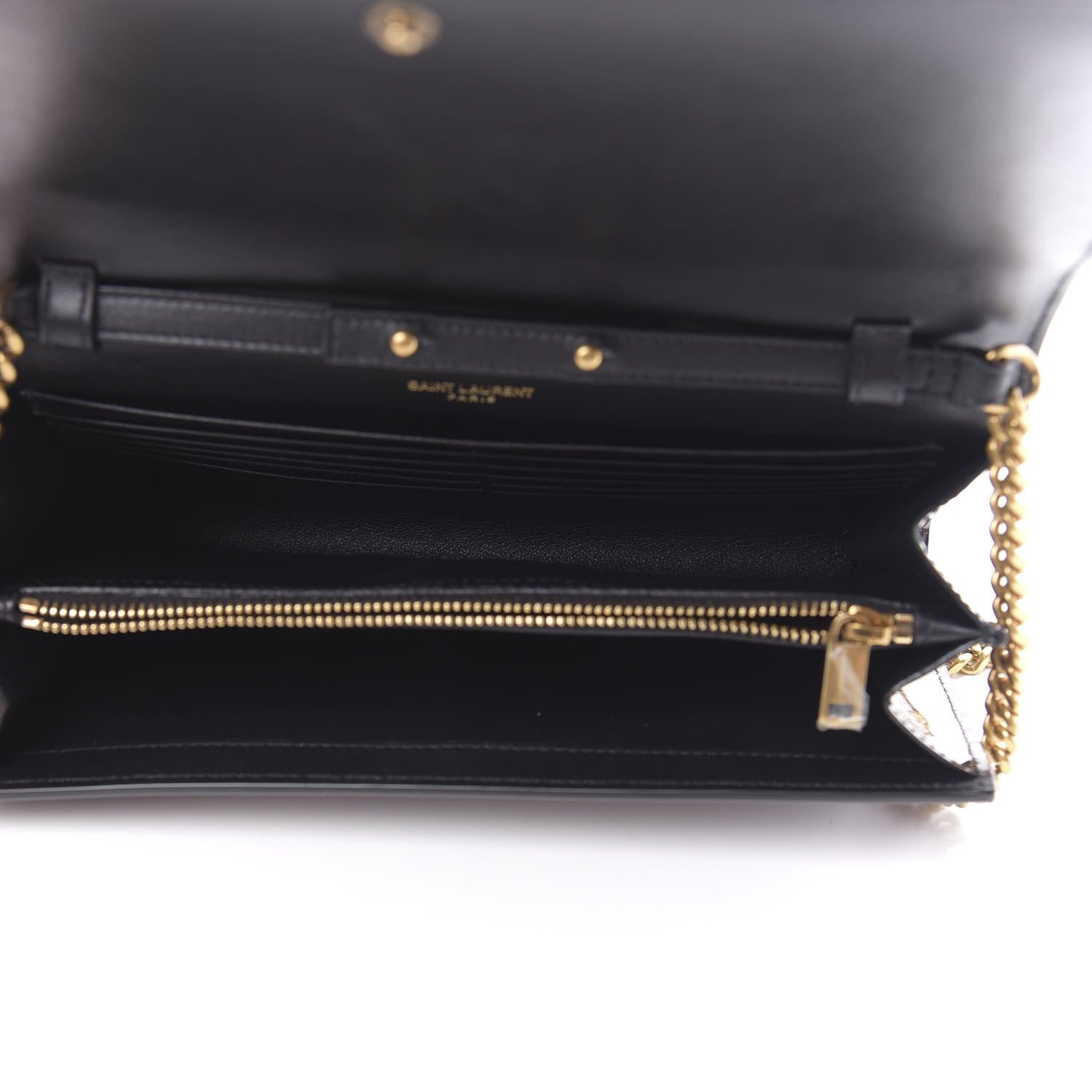 Saint Laurent Patent Monogram Chain Wallet Tortoiseshell 5 of 11