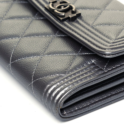 Chanel Metallic Caviar Quilted Medium Boy Flap Wallet Silver 9 of 9