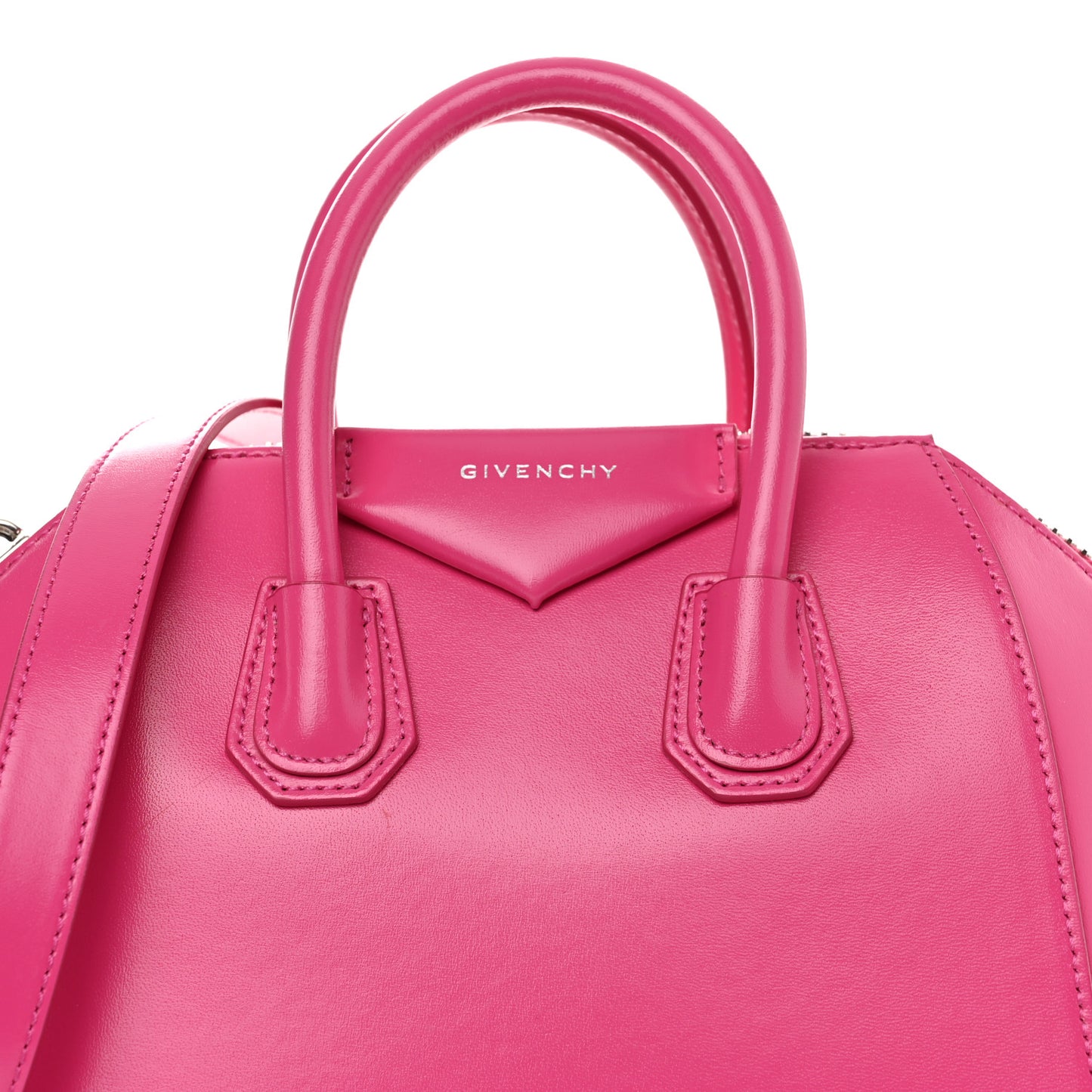 Shiny Lord Calfskin Mini Antigona Neon Pink