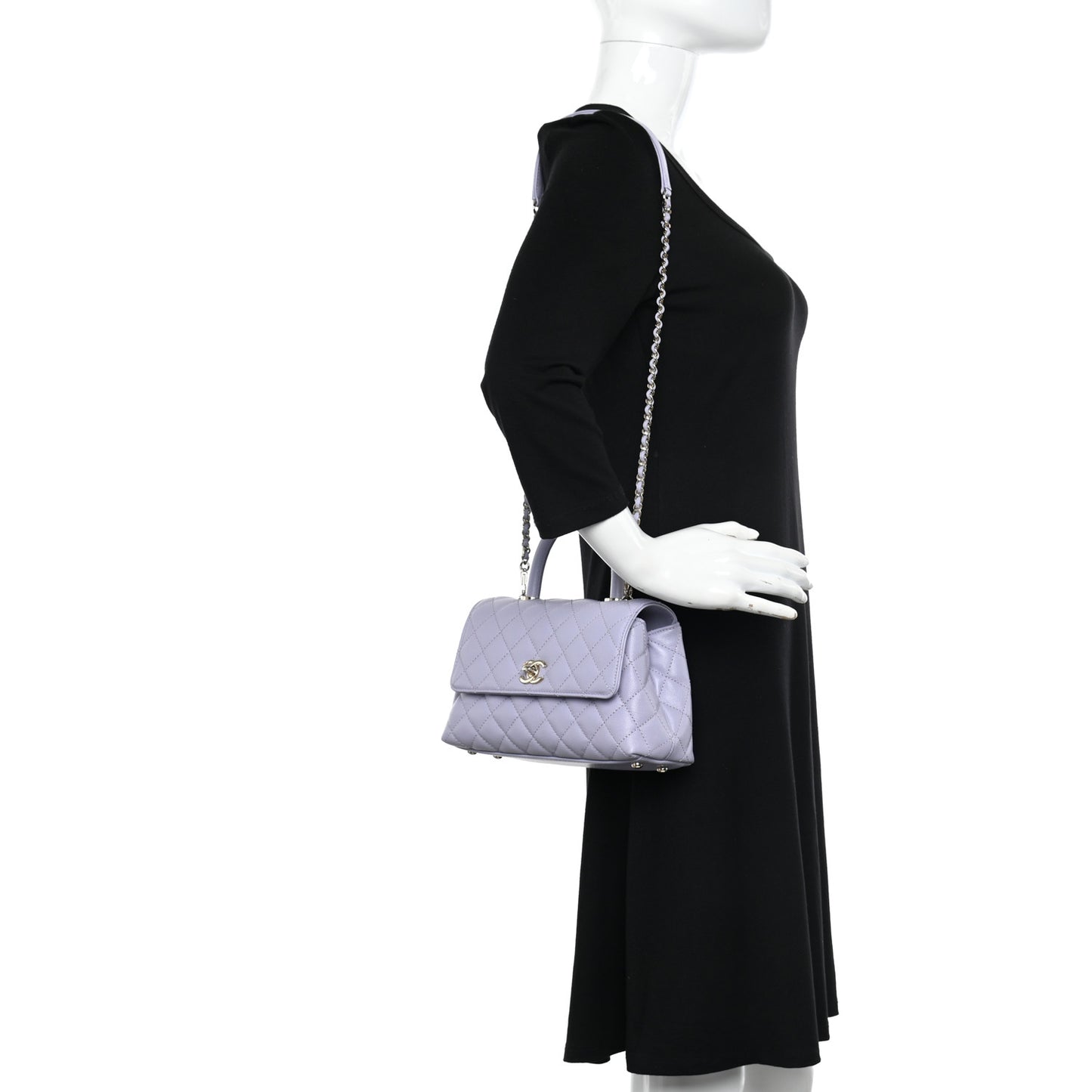 Caviar Quilted Mini Coco Handle Flap Light Purple