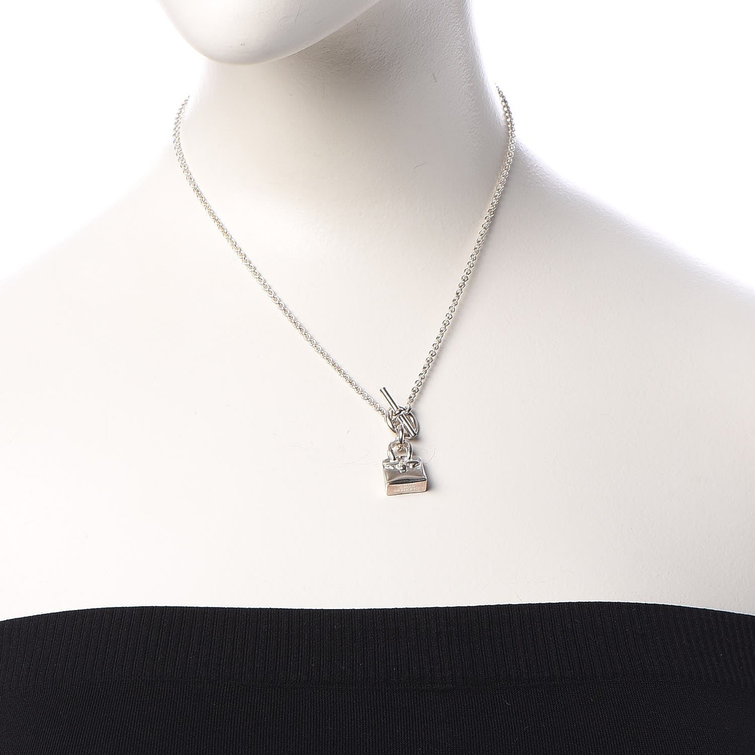 Hermes Sterling Silver Birkin Amulette Pendant Necklace 2 of 6