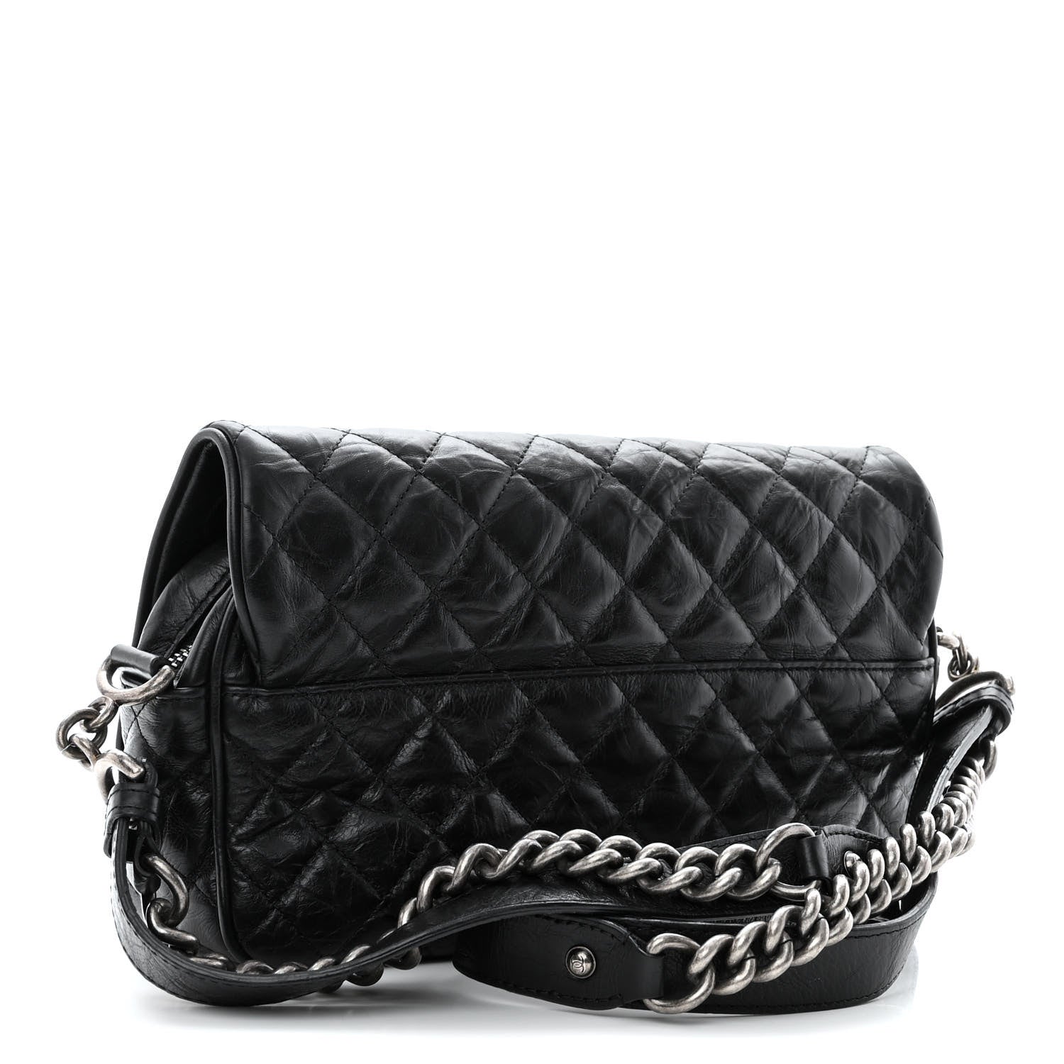Chanel Crumpled Calfskin Quilted Medium Casual Rock Flap Black 3 of 9