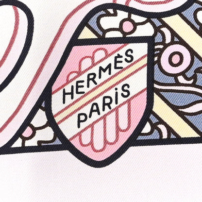 Hermes Silk Carre Duels Oniriques Scarf 90 Rose Pale Gris Jaune 2 of 5