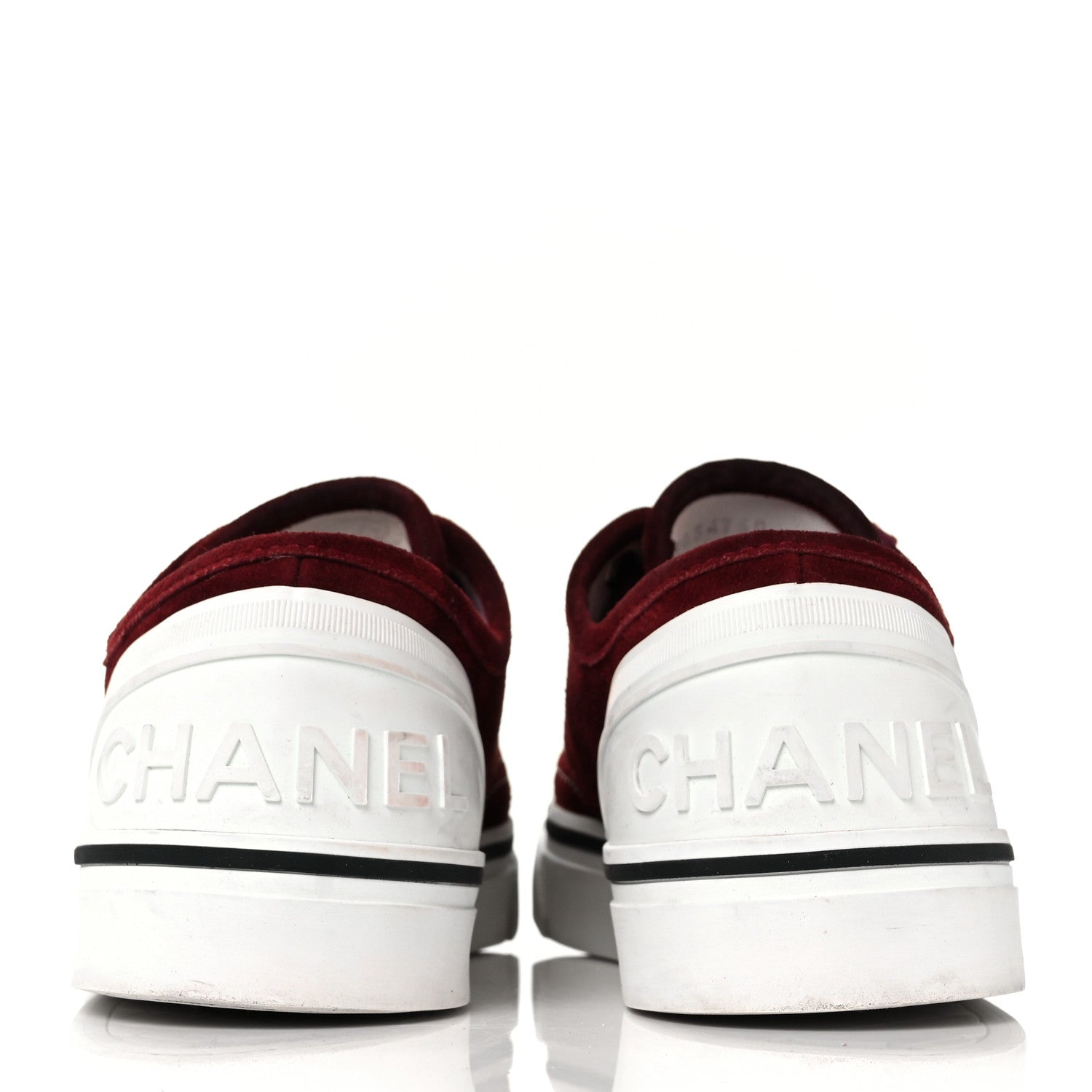 Chanel Suede Lace Up Cap Toe Sneakers 39.5 Burgundy 5 of 10