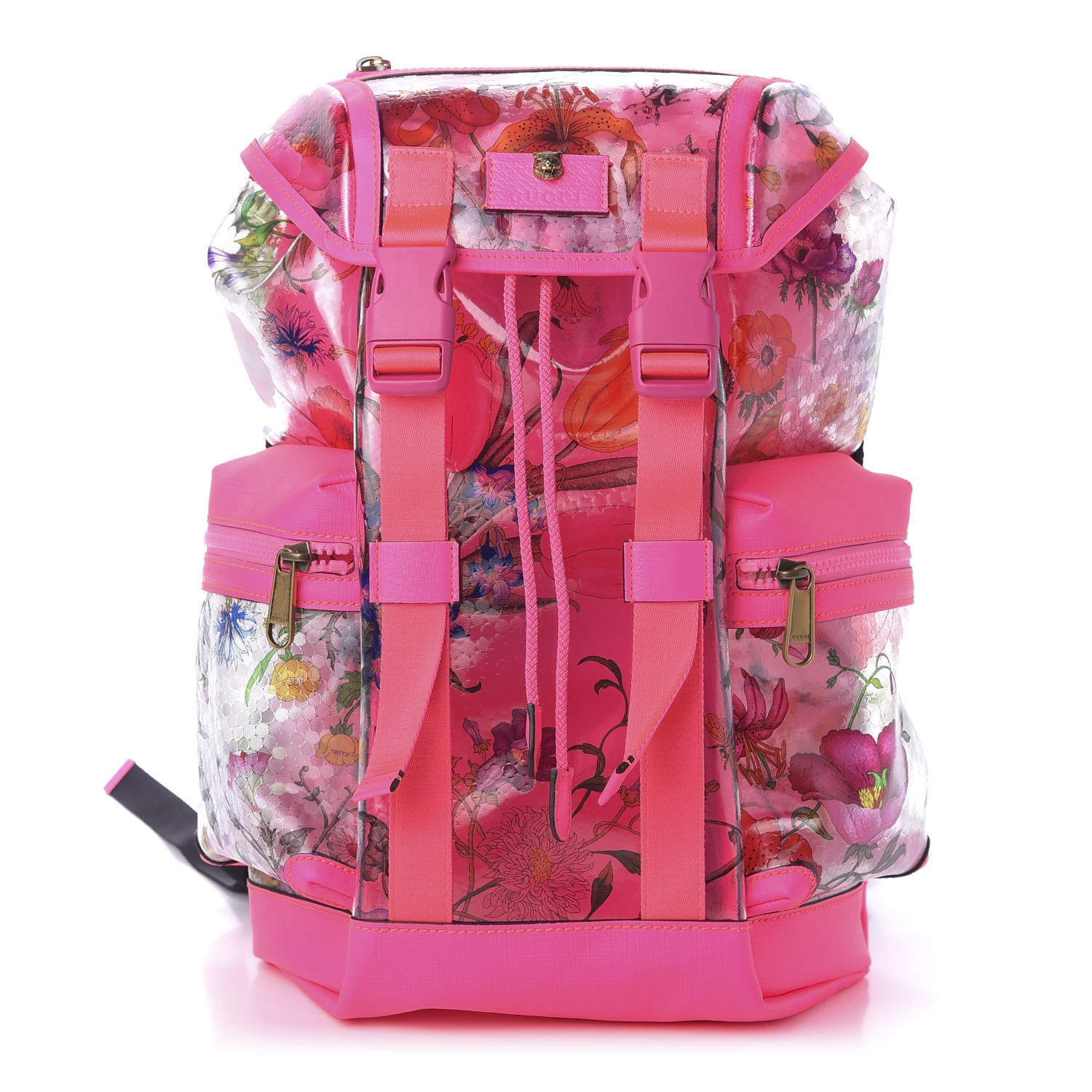 Gucci PVC Floral Double Buckle Backpack Fuchsia 1 of 8