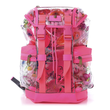 Gucci PVC Floral Double Buckle Backpack Fuchsia 1 of 8