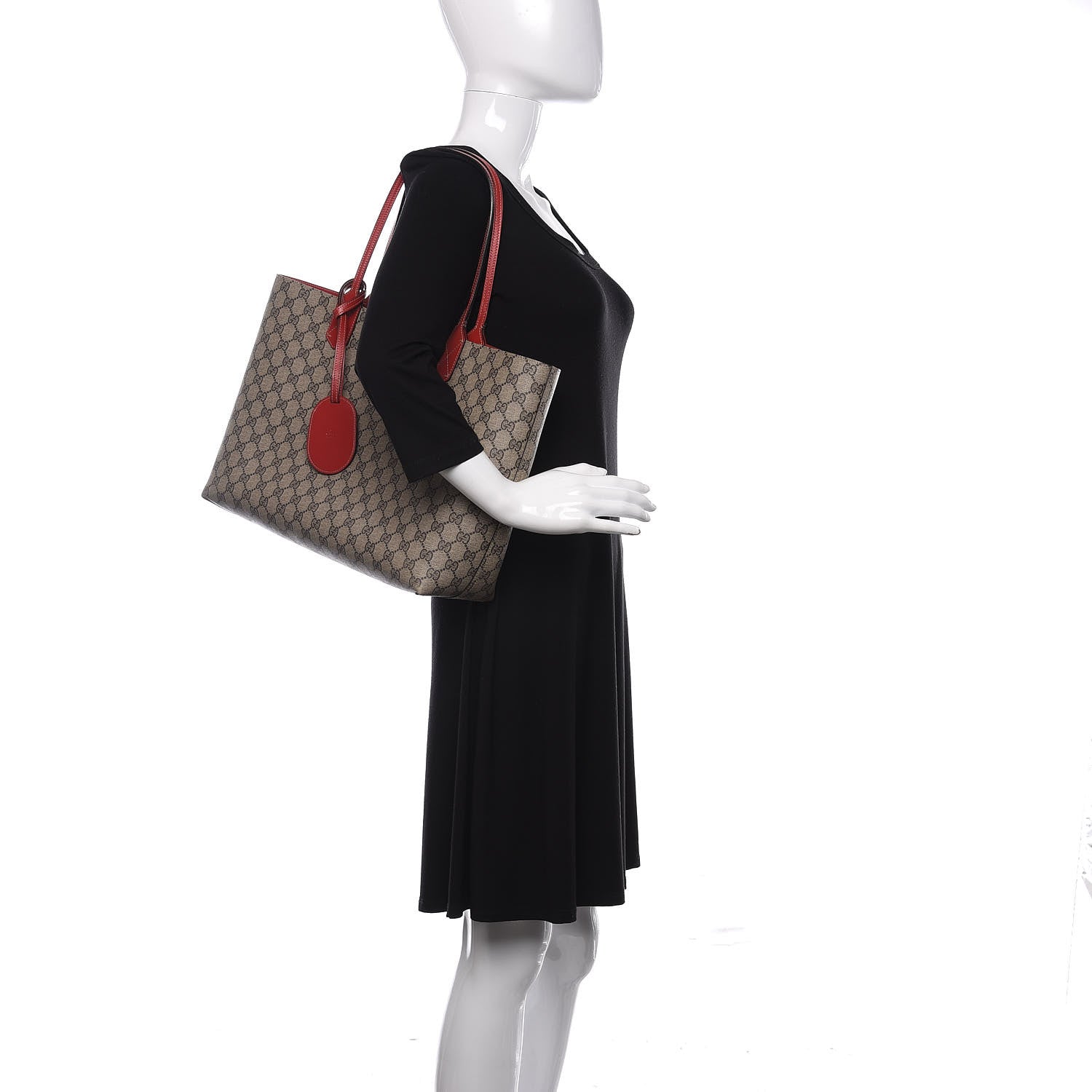 Gucci GG Supreme Monogram Medium Reversible Tote Beige Red 3 of 12