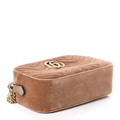 Gucci Velvet Matelasse Small GG Marmont Chain Shoulder Bag Taupe 4 of 10