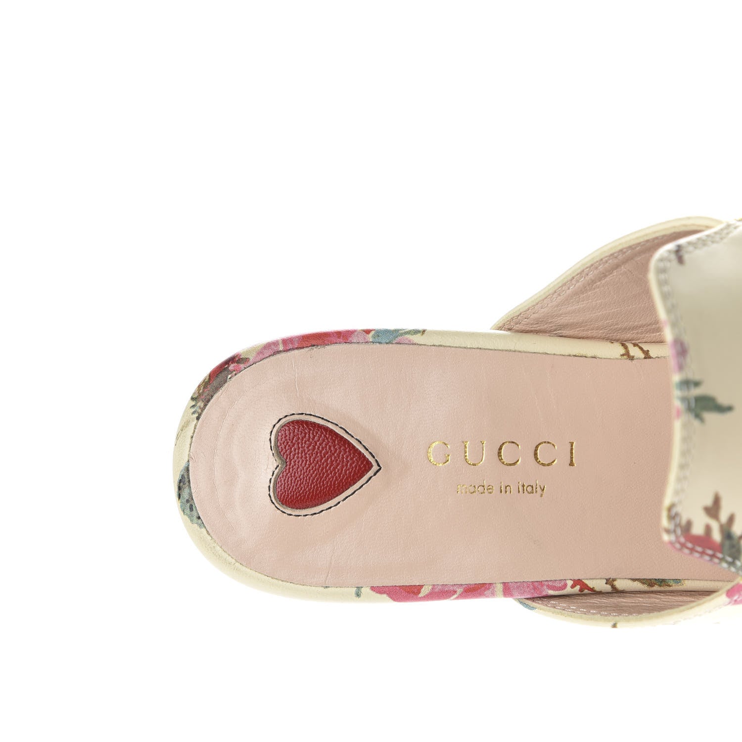 Gucci Calfskin Stamp Allover Rose Princetown Slippers 36 Ivory Multicolor 7 of 10