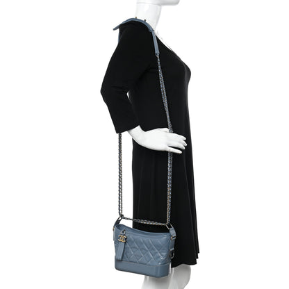 Chanel Patent Goatskin Quilted Small Gabrielle Hobo Blue 2 of 10
