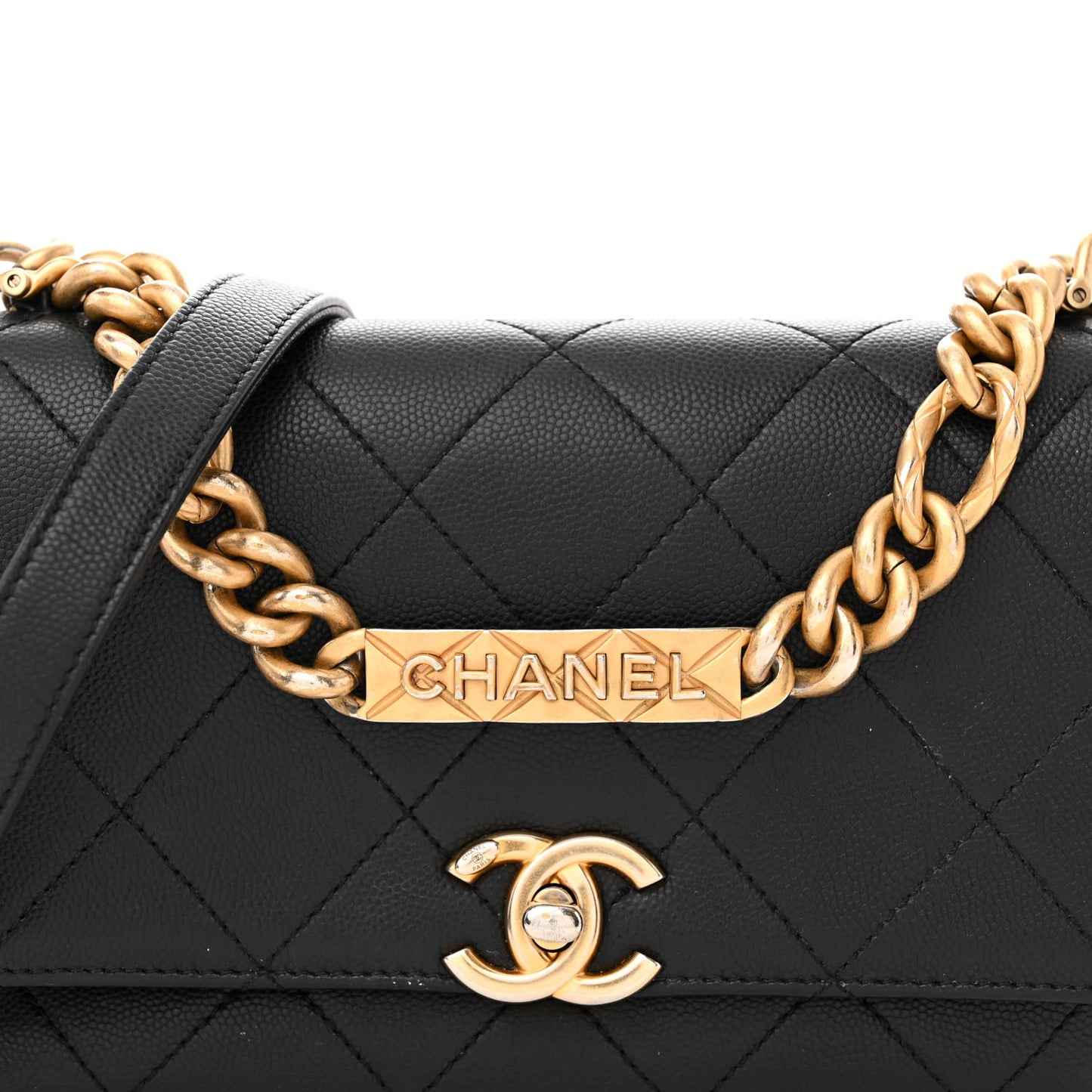 Caviar Quilted Mini Bracelet On Chain Flap Black