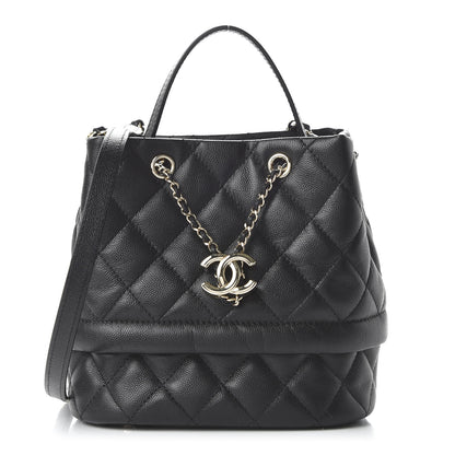 Chanel Caviar Quilted Rolled Up Bucket Drawstring Bag Black 1 of 9