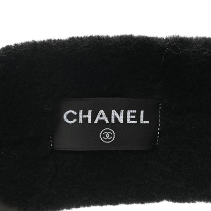 Chanel Shearling Logo Headband Black White 4 of 5