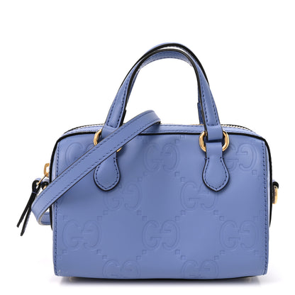 Gucci Gilbert Calfskin Jumbo GG Embossed Super Mini Top Handle Bowler Bag Bloom Lavender 1 of 11