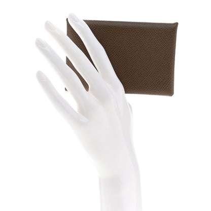 Hermes Epsom Calvi Card Case Etoupe 2 of 9