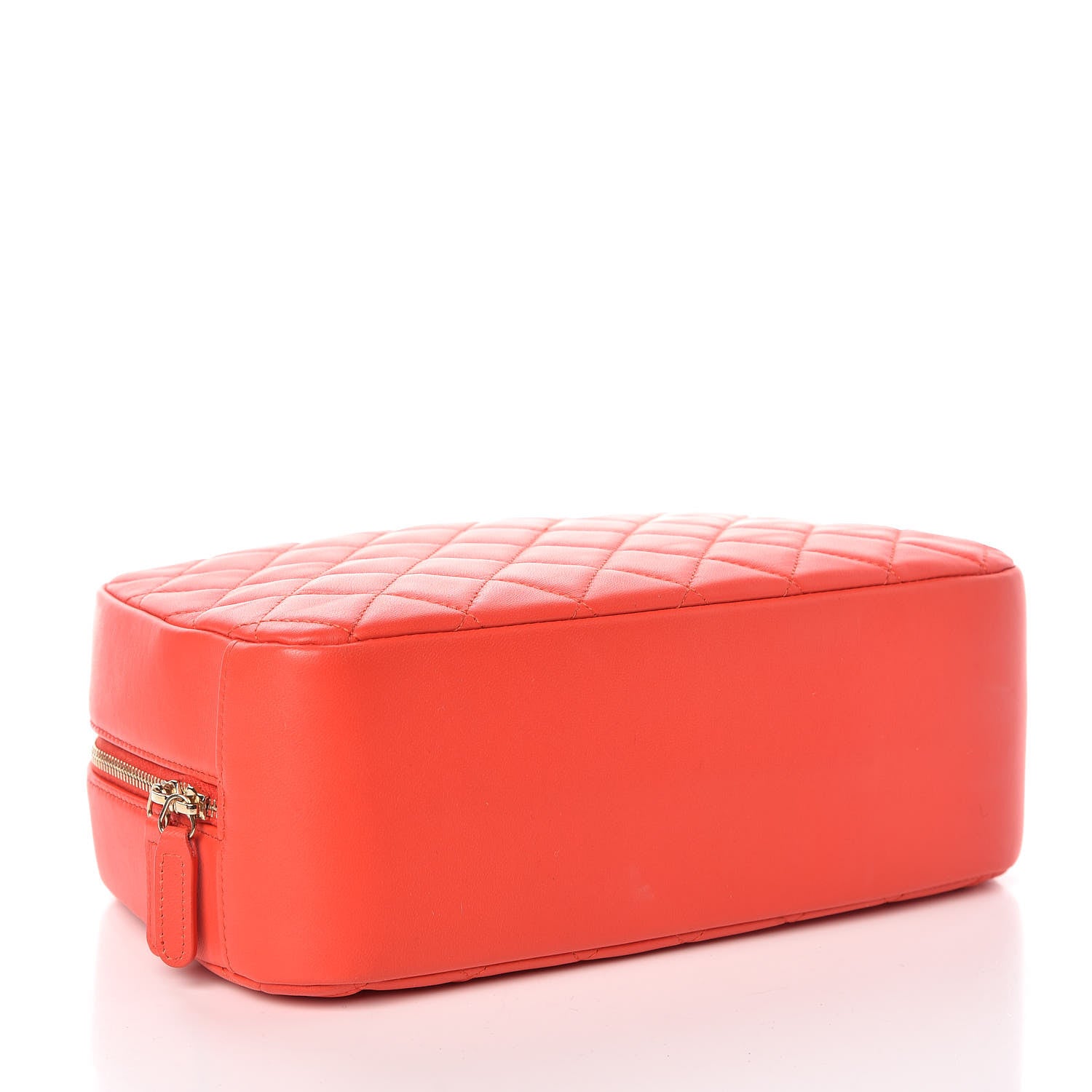 Chanel Lambskin Quilted Pouch Cosmetic Case Red 4 of 9