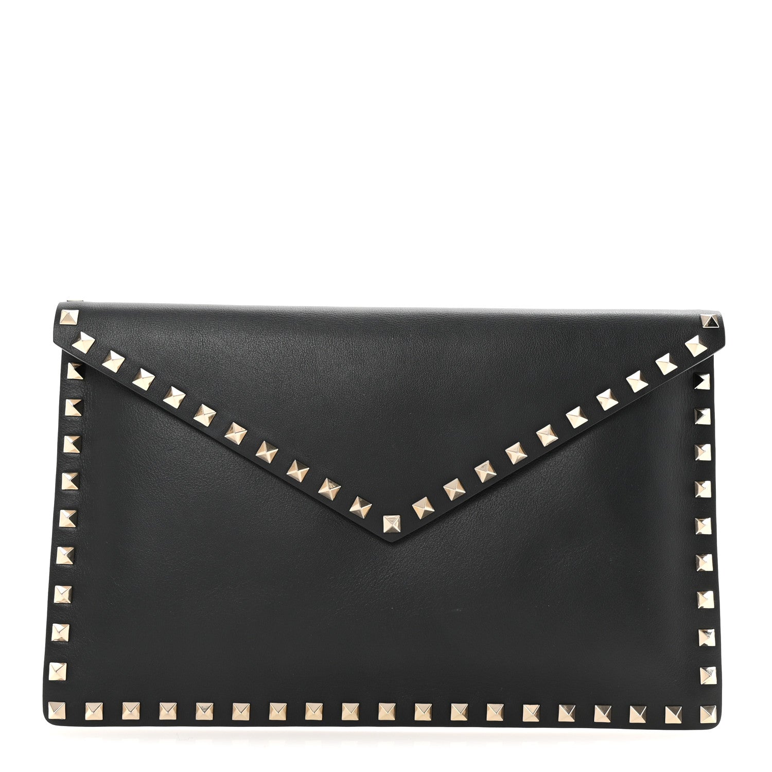 Valentino Garavani Vitello Large Rockstud Envelope Clutch Black 1 of 7