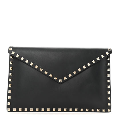 Valentino Garavani Vitello Large Rockstud Envelope Clutch Black 1 of 7