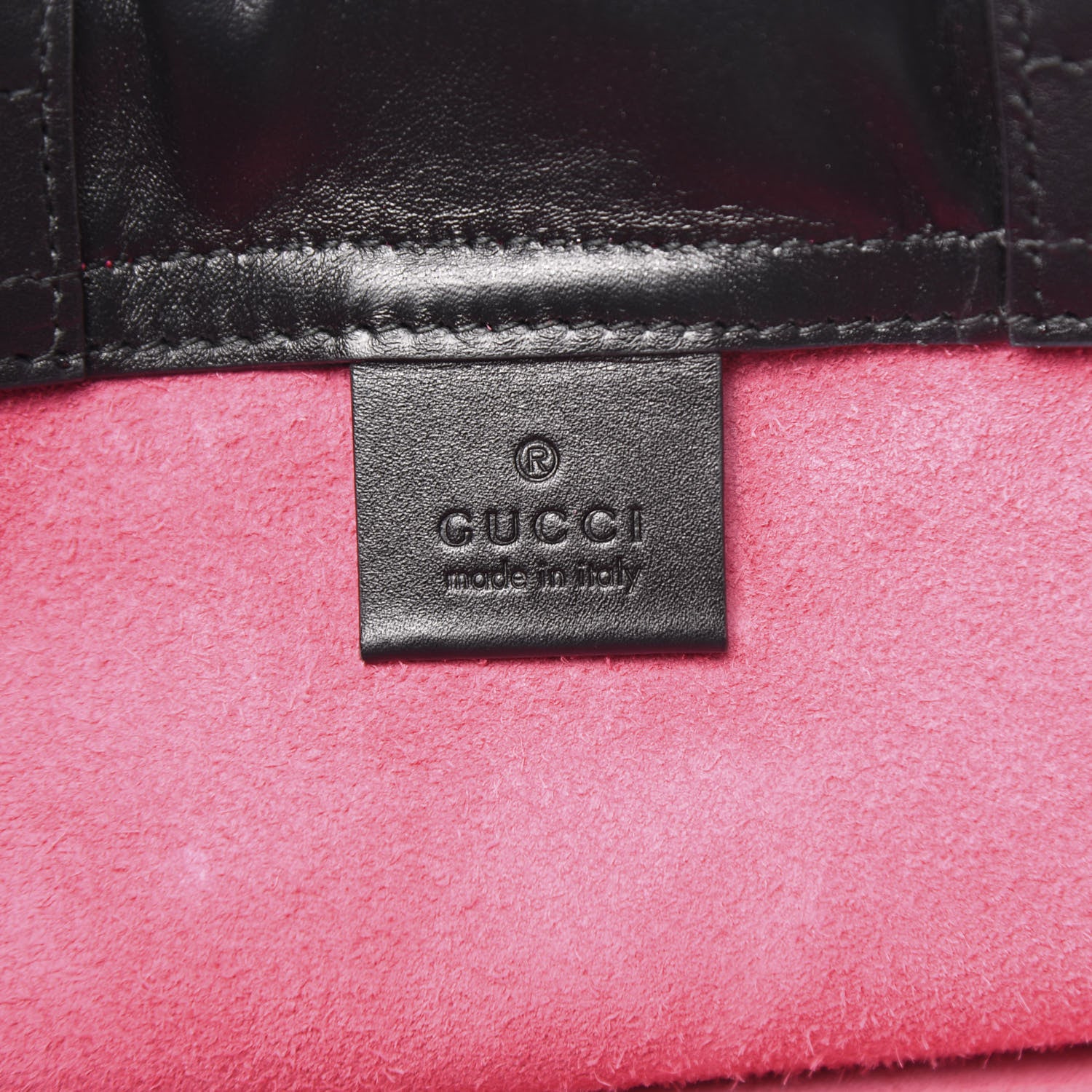 Gucci Grained Calfskin Logo Drawstring Backpack Box Pink Green Black 8 of 12