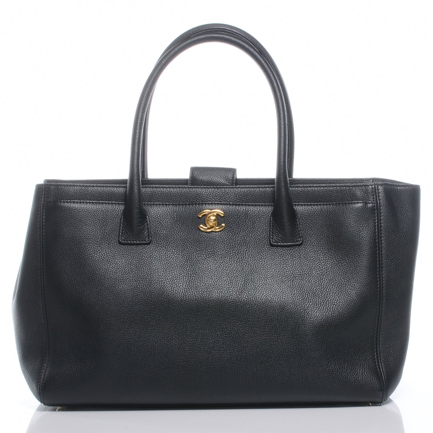 Calfskin Cerf Executive Shopper Tote Black