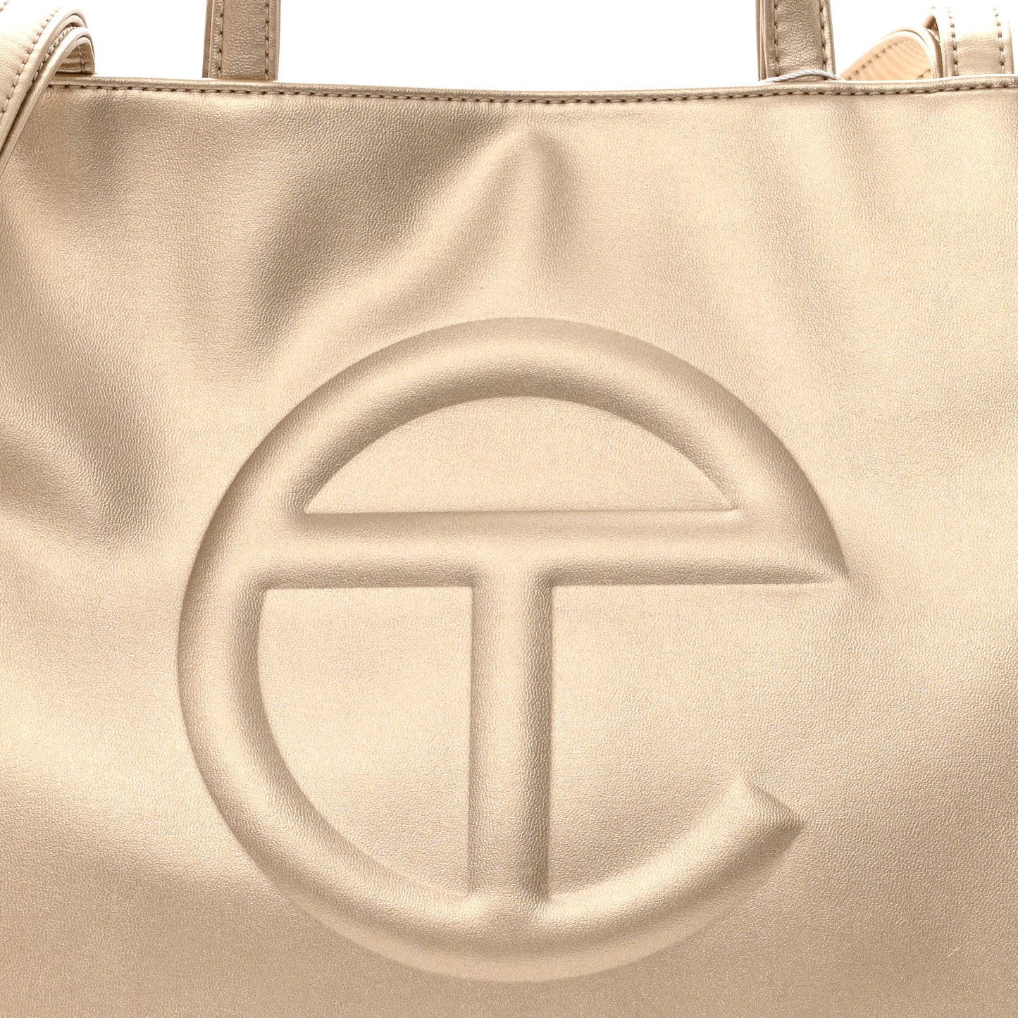 Metallic Vegan Leather Medium Shopping Bag Gold