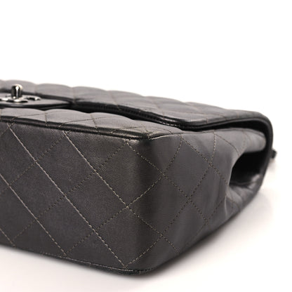 Chanel Metallic Lambskin Quilted Jumbo Single Flap Dark Grey 10 of 11