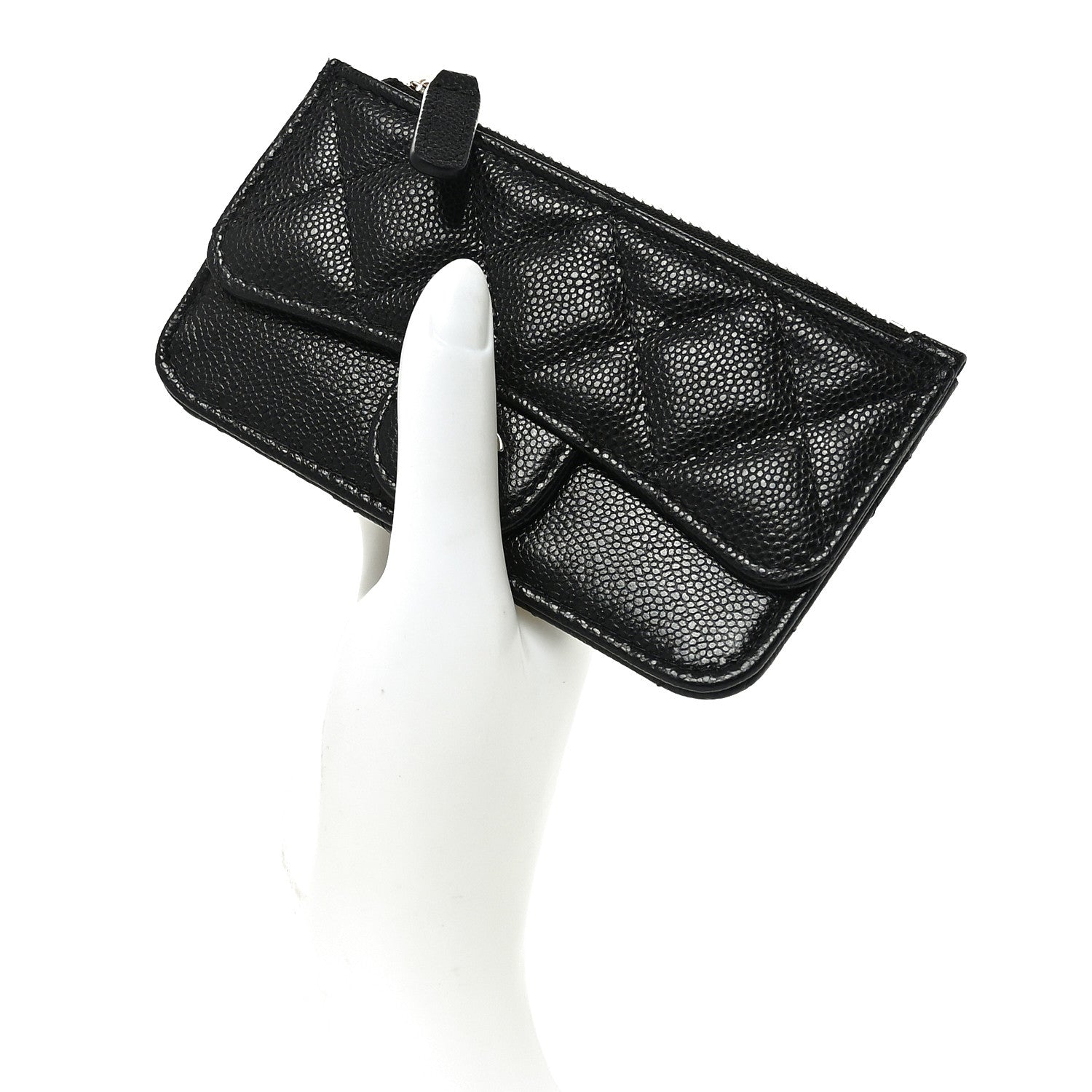 Chanel Caviar Quilted Flap Zip Card Holder Black 2 of 8