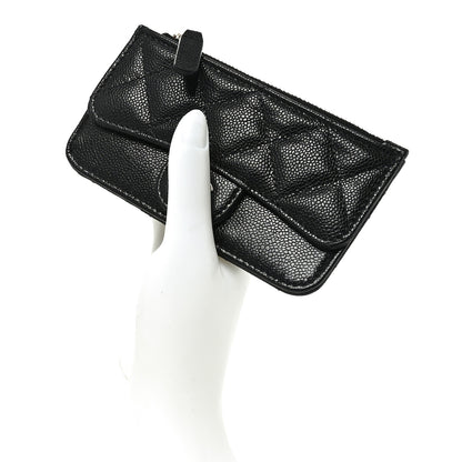 Chanel Caviar Quilted Flap Zip Card Holder Black 2 of 8