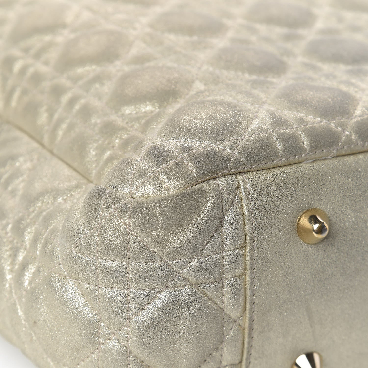 Christian Dior Metallic Lambskin Cannage Dior Soft Shopping Tote Gold 28 of 31