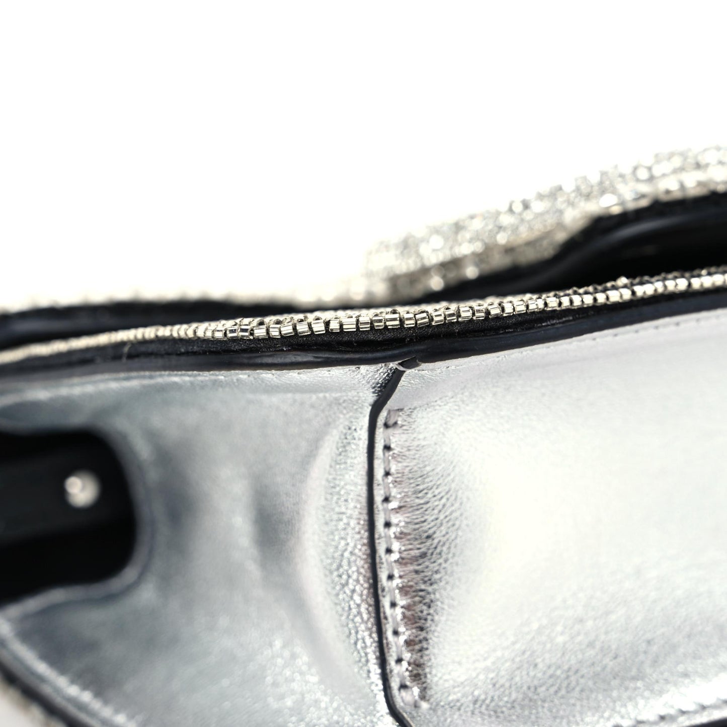 Swarovski Crystal Embroidered Vlogo Small Loco Shoulder Bag Crystal Silver