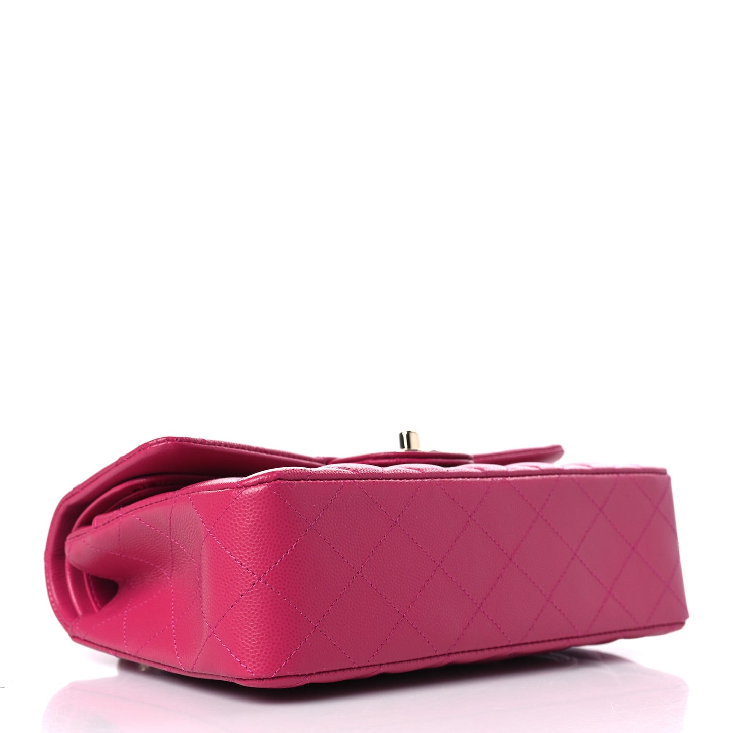Caviar Quilted Small Double Flap Fuchsia