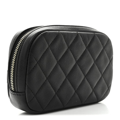 Chanel Caviar Quilted Small Curvy Pouch Cosmetic Case Black 3 of 7