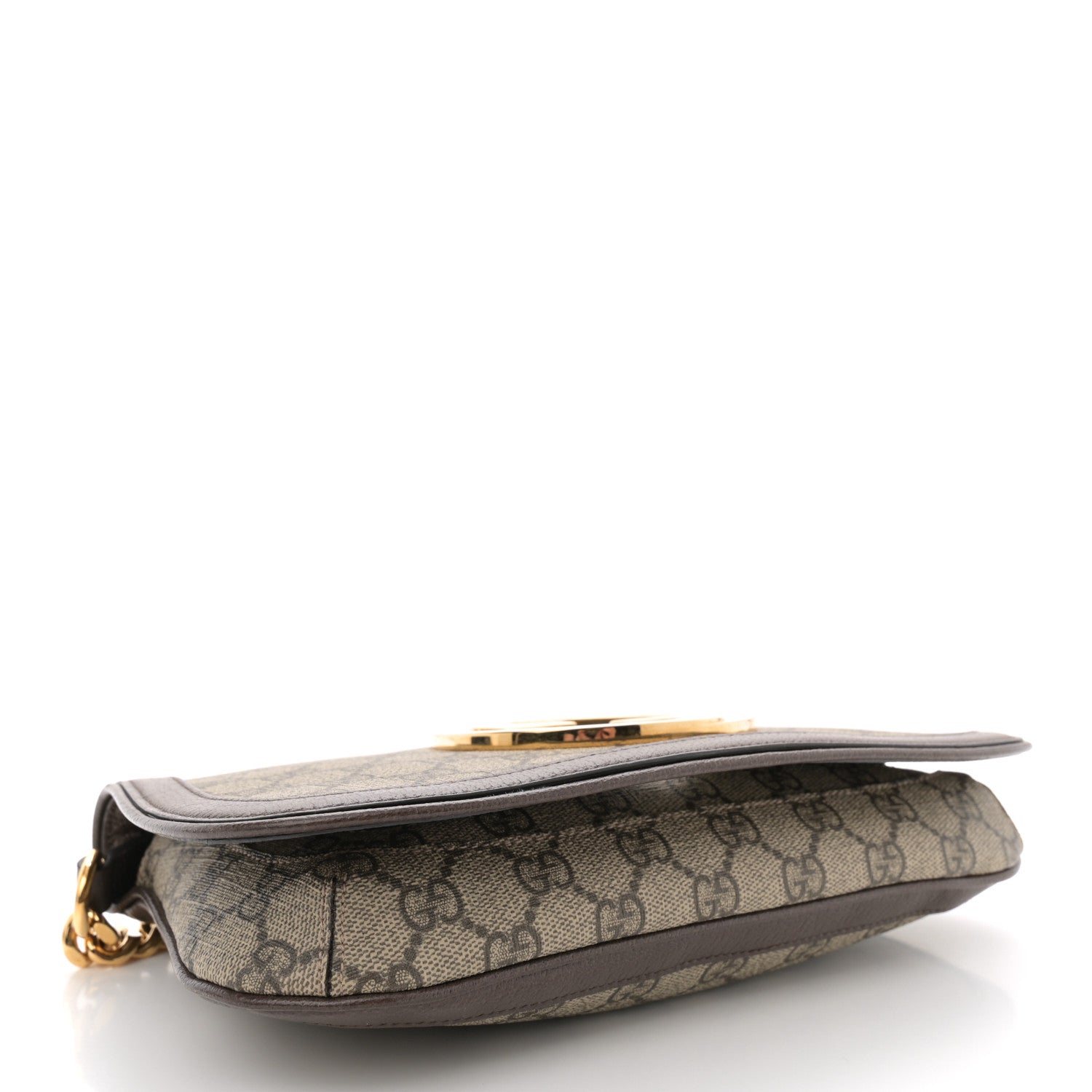 Gucci GG Supreme Monogram Textured Dollar Calfskin Blondie Chain Shoulder Flap Bag Beige Ebony New Acero 4 of 13