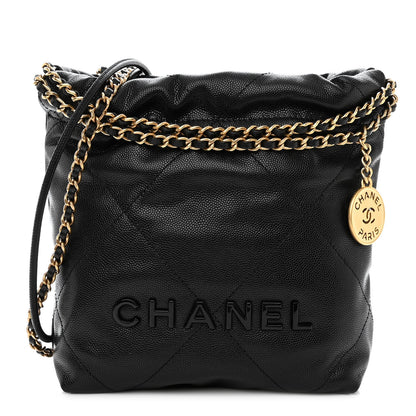 Chanel Shiny Caviar Quilted Monochrome Mini Chanel 22 Black 1 of 9