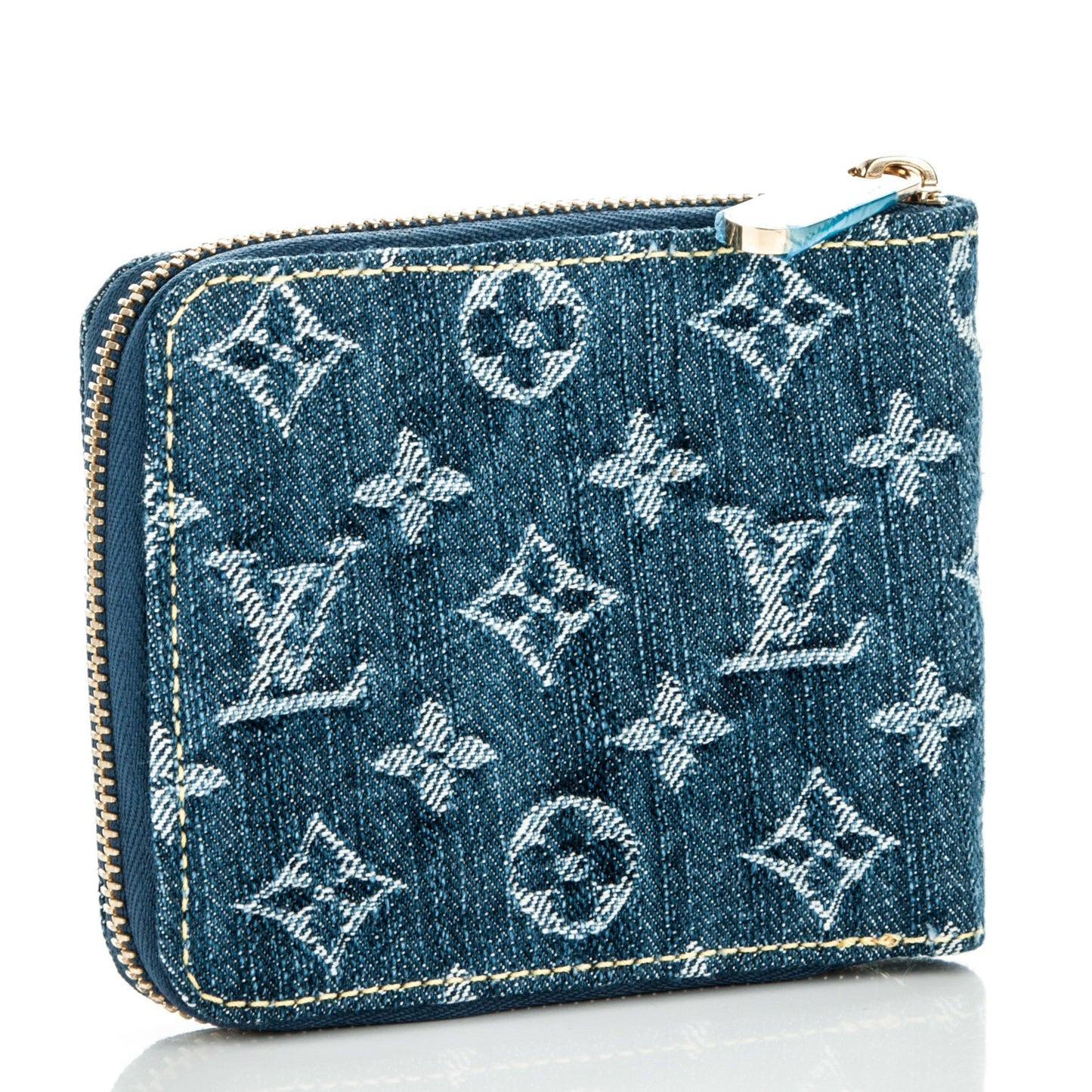 Denim Zip Compact Wallet Blue