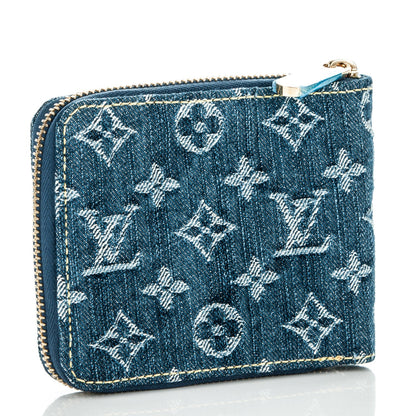 Louis Vuitton Denim Zip Compact Wallet Blue 3 of 7