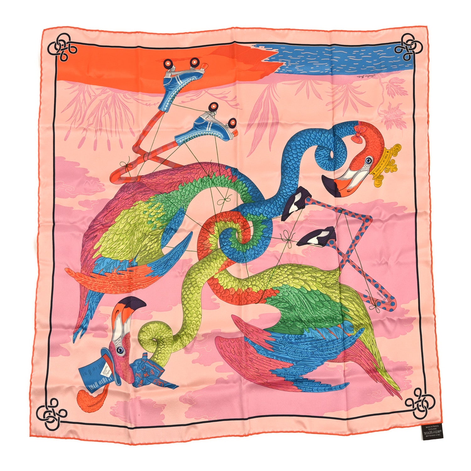 Hermes Silk Tied Up In Knots Scarf 70 Rose Bleu Multicolor 1 of 3