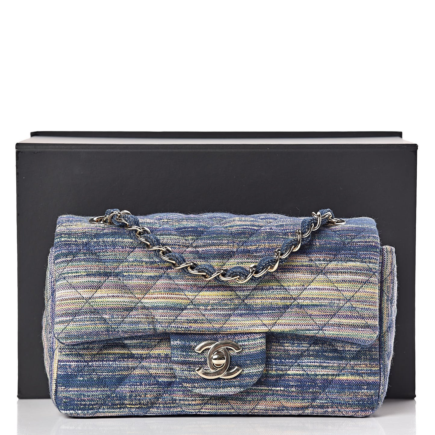 Striated Quilted Classics in Fabrics Mini Rectangular Flap Blue
