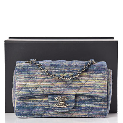 Chanel Striated Quilted Classics in Fabrics Mini Rectangular Flap Blue 10 of 10