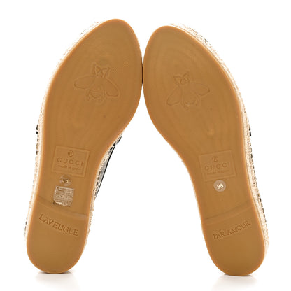 Gucci GG Supreme Monogram Bees Espadrille Flats 38 Beige Ebony Oro Black 5 of 10