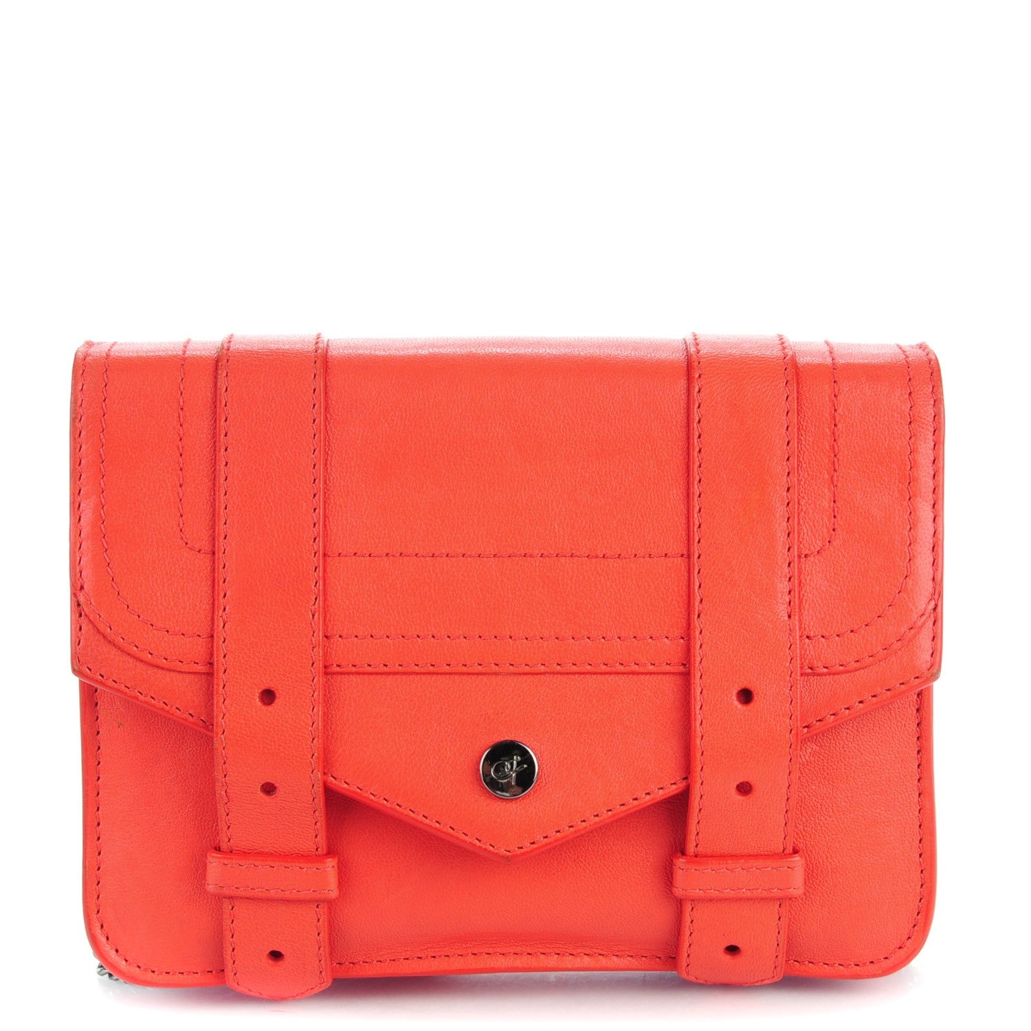 Proenza Schouler Lambskin Large PS1 Chain Wallet Deep Coral 1 of 7