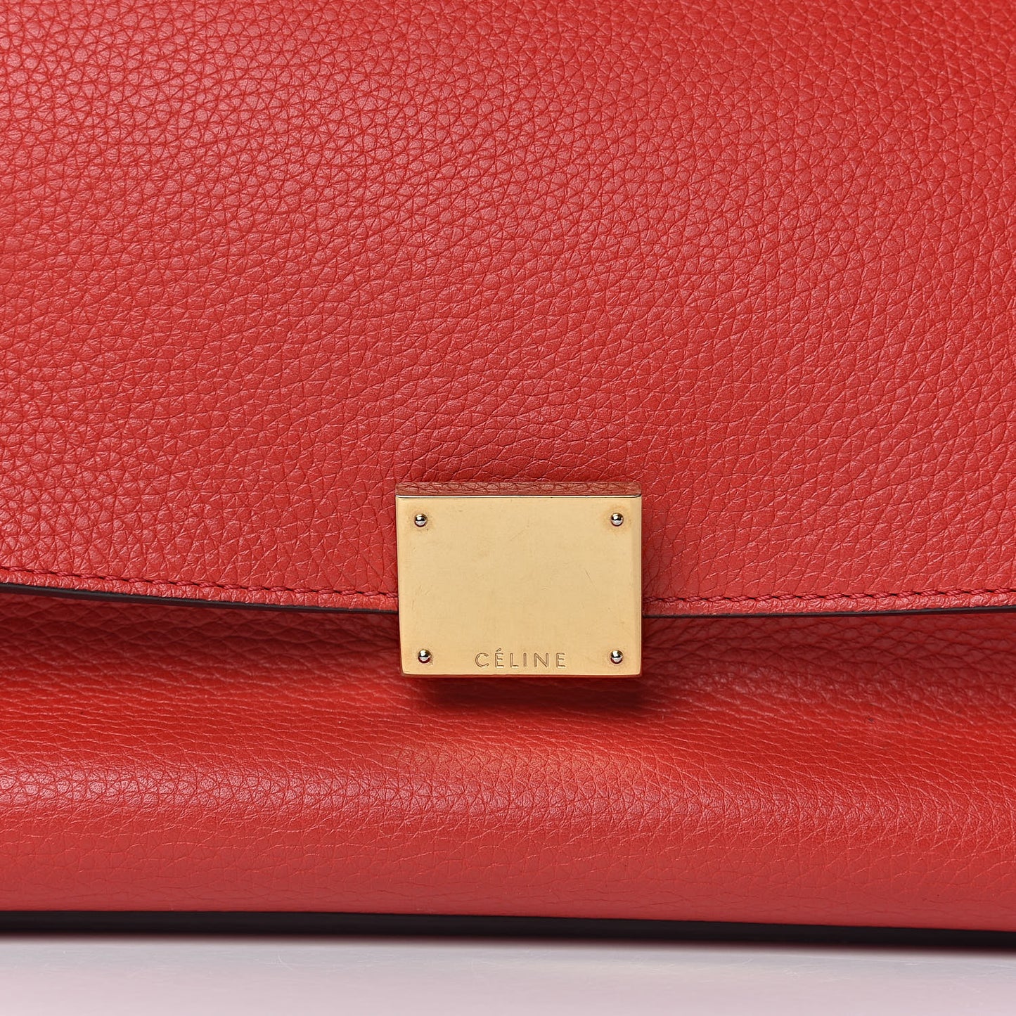 Drummed Calfskin Suede Medium Trapeze Coquelicot