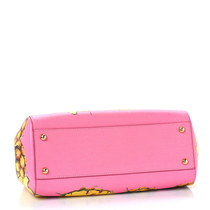 Dolce & Gabbana Dauphine Pineapple Print Small Miss Sicily Satchel Rosa 3 of 8