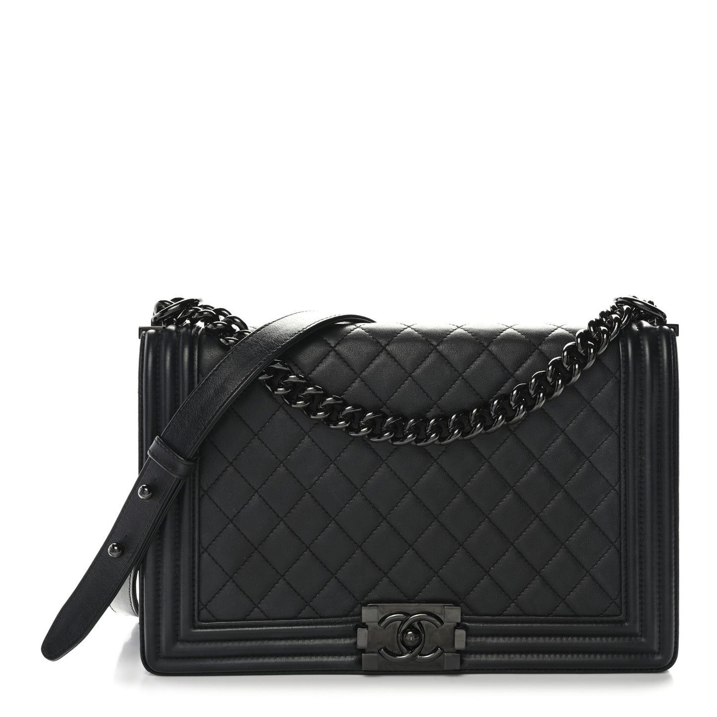 Calfskin Quilted New Medium Boy Flap So Black