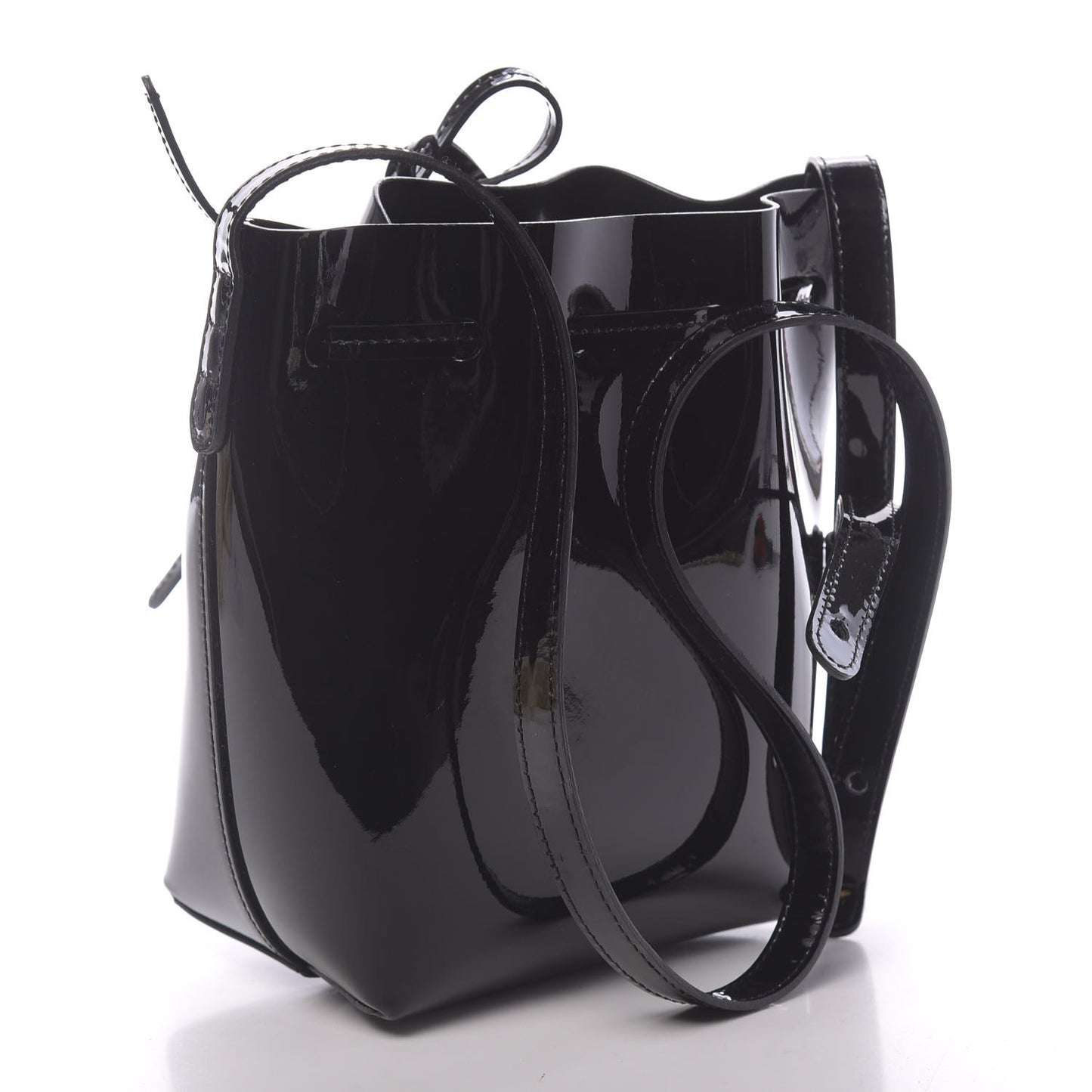 Patent Calfskin Mini Mini Bucket Bag Black