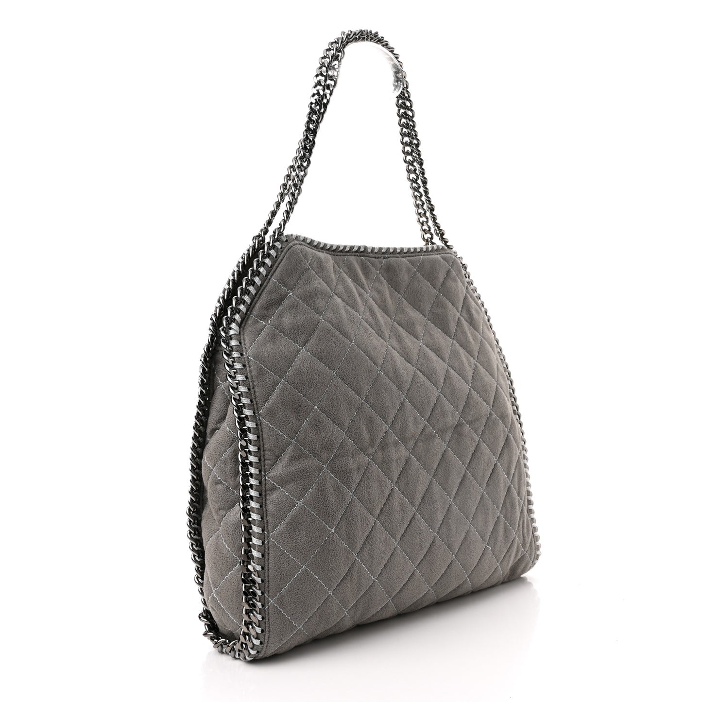 Shaggy Deer Quilted Small Falabella Tote Light Grey
