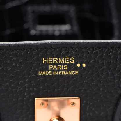 Hermes Togo Shiny Niloticus Crocodile Birkin Touch 25 Black 24 of 36