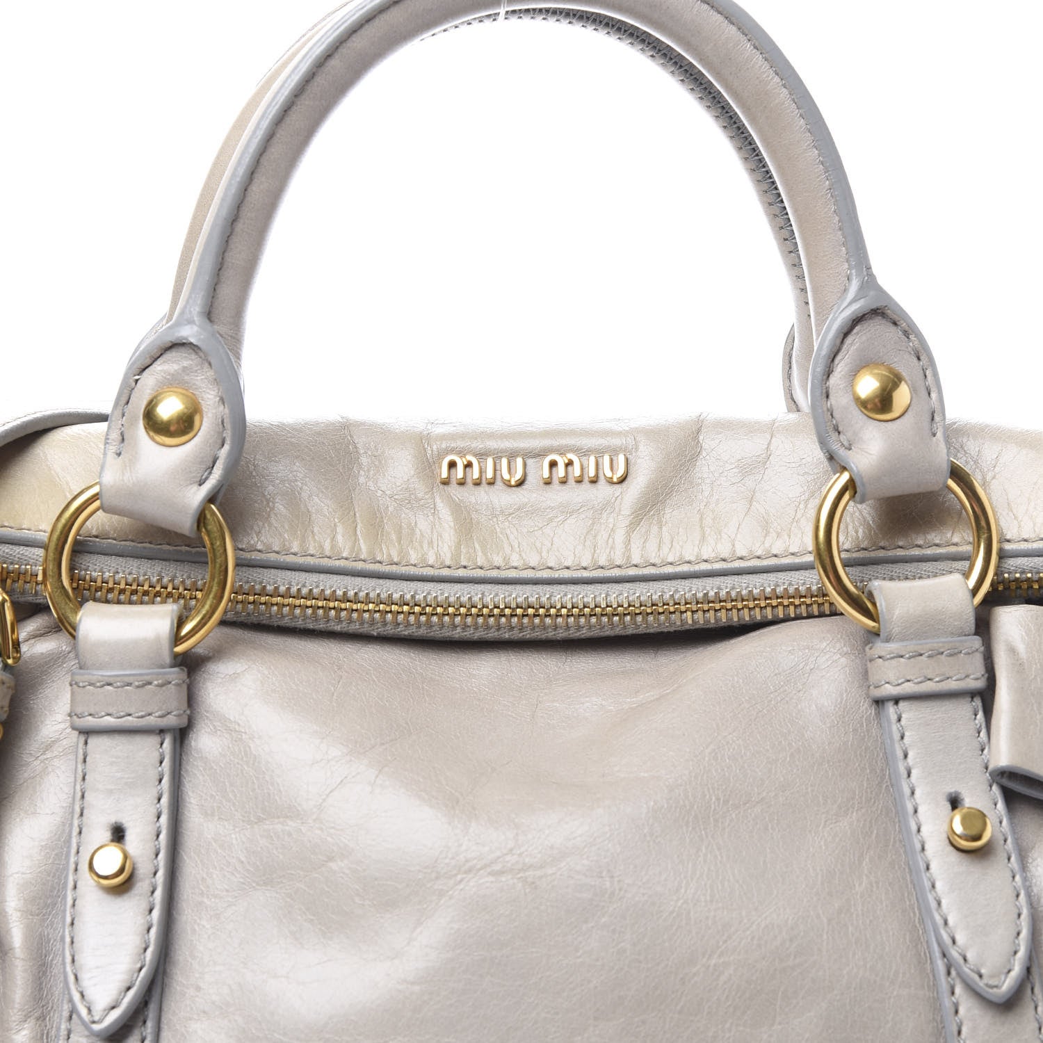 Miu Miu Vitello Lux Mini Bow Bag Grey 7 of 12