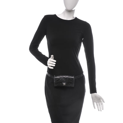 Chanel Glazed Calfskin Quilted 2.55 Reissue Flap Belt Bag Clutch Black 2 of 13